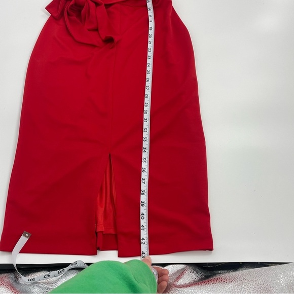 NWT Alexia Admor‎ Fara Red High Neck Midi Dress Front Split Classic Size 6 - Picture 4 of 11